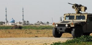 IDF jeep outside Arab town