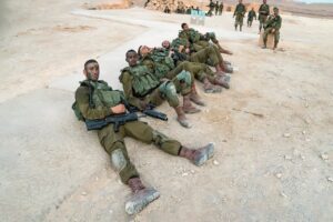 Exhausted IDF soldiers