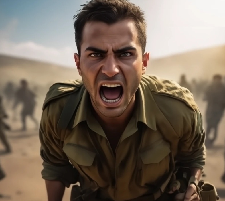 IDF officer yelling (AI)