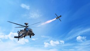 Helicopter shooting Spike missile (Rafael)