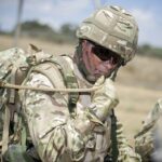 Soldier sipping water