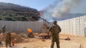 IDF soldiers using trebuchet